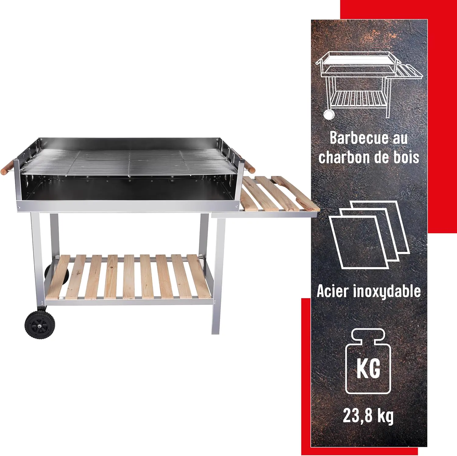 Barbecue à charbon en bois 56 x 85 cm vue 3