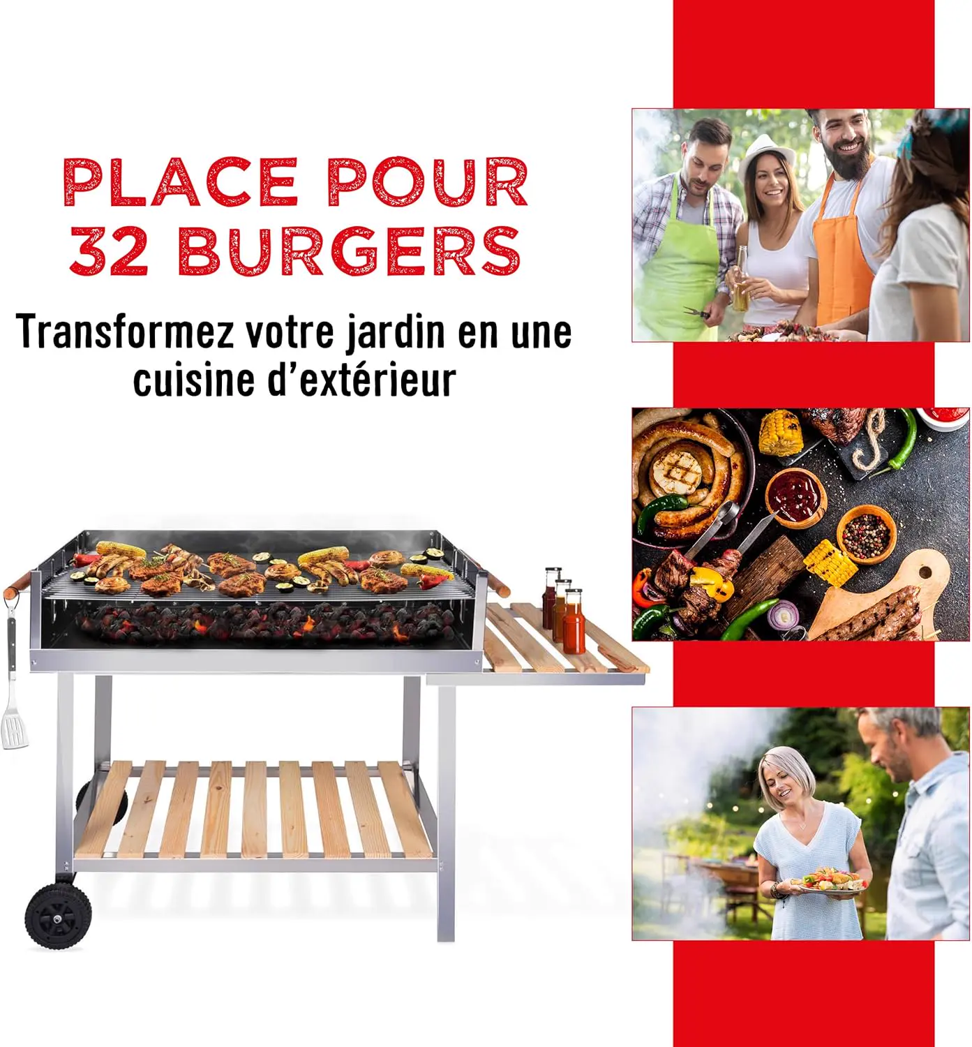 Barbecue à charbon en bois 56 x 85 cm vue 9