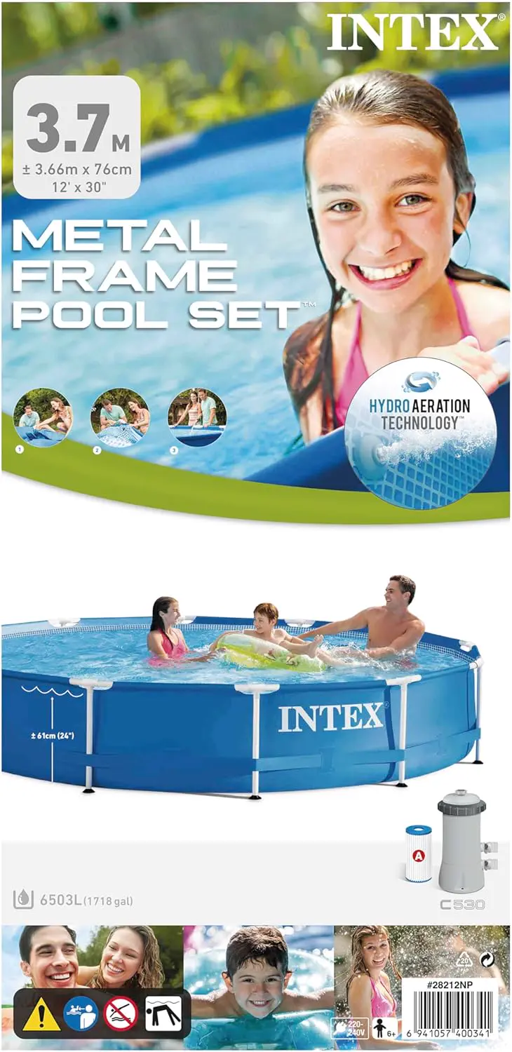 Piscine hors sol en métal bleu 366 x 76 cm vue 2