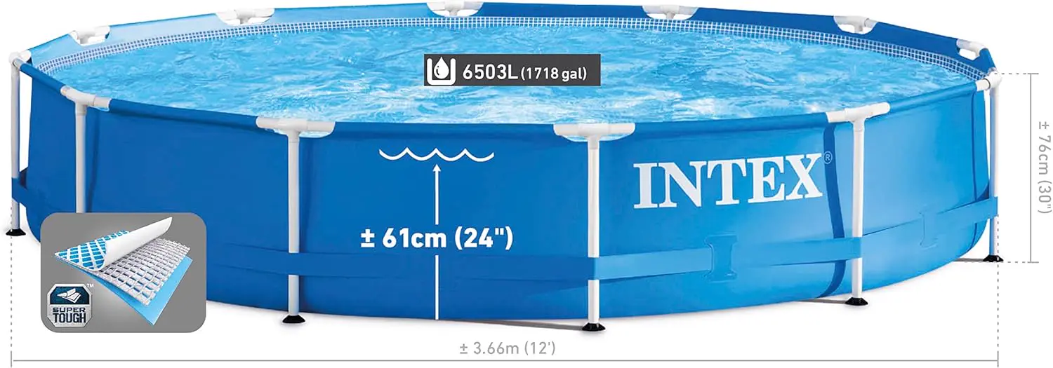 Piscine hors sol en métal bleu 366 x 76 cm vue 8