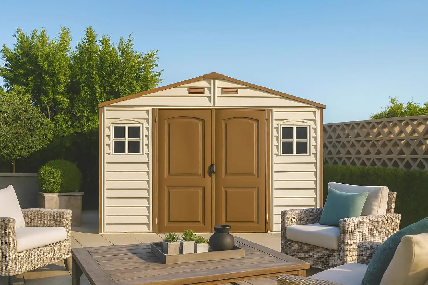 Abri de jardin en résine en métal marron 7,64 m² vue 3