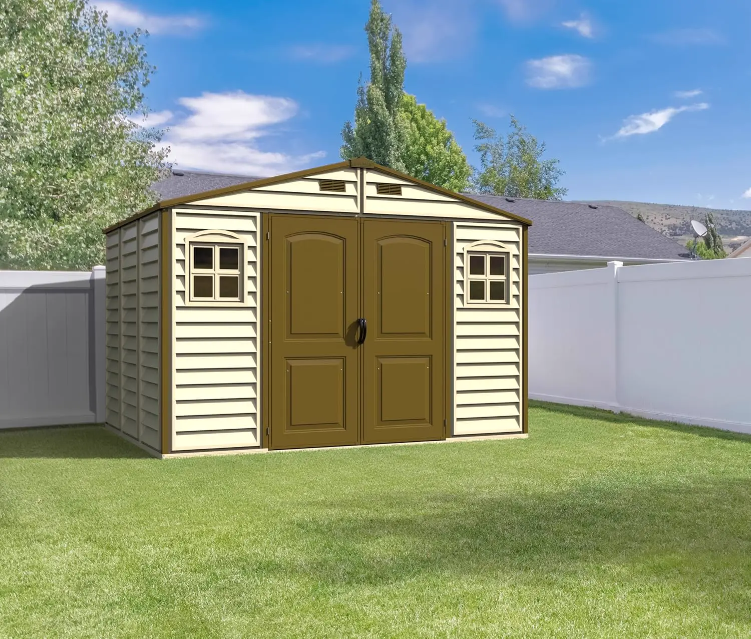 Abri de jardin en résine en métal marron 7,64 m² vue 17