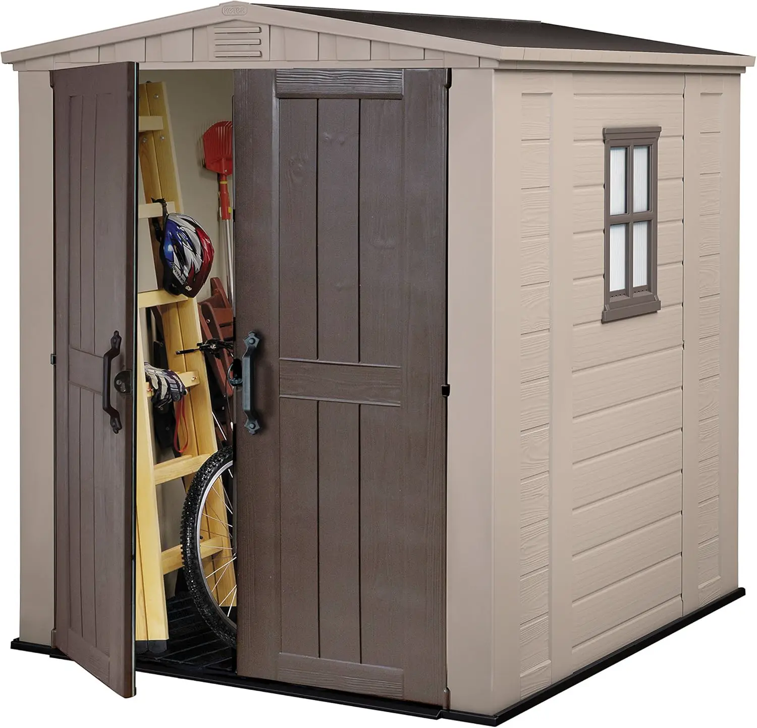 Abri de jardin en résine en acier beige 3,5 m² vue 1