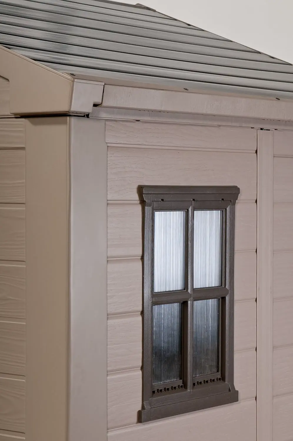 Abri de jardin en résine en acier beige 3,5 m² vue 3