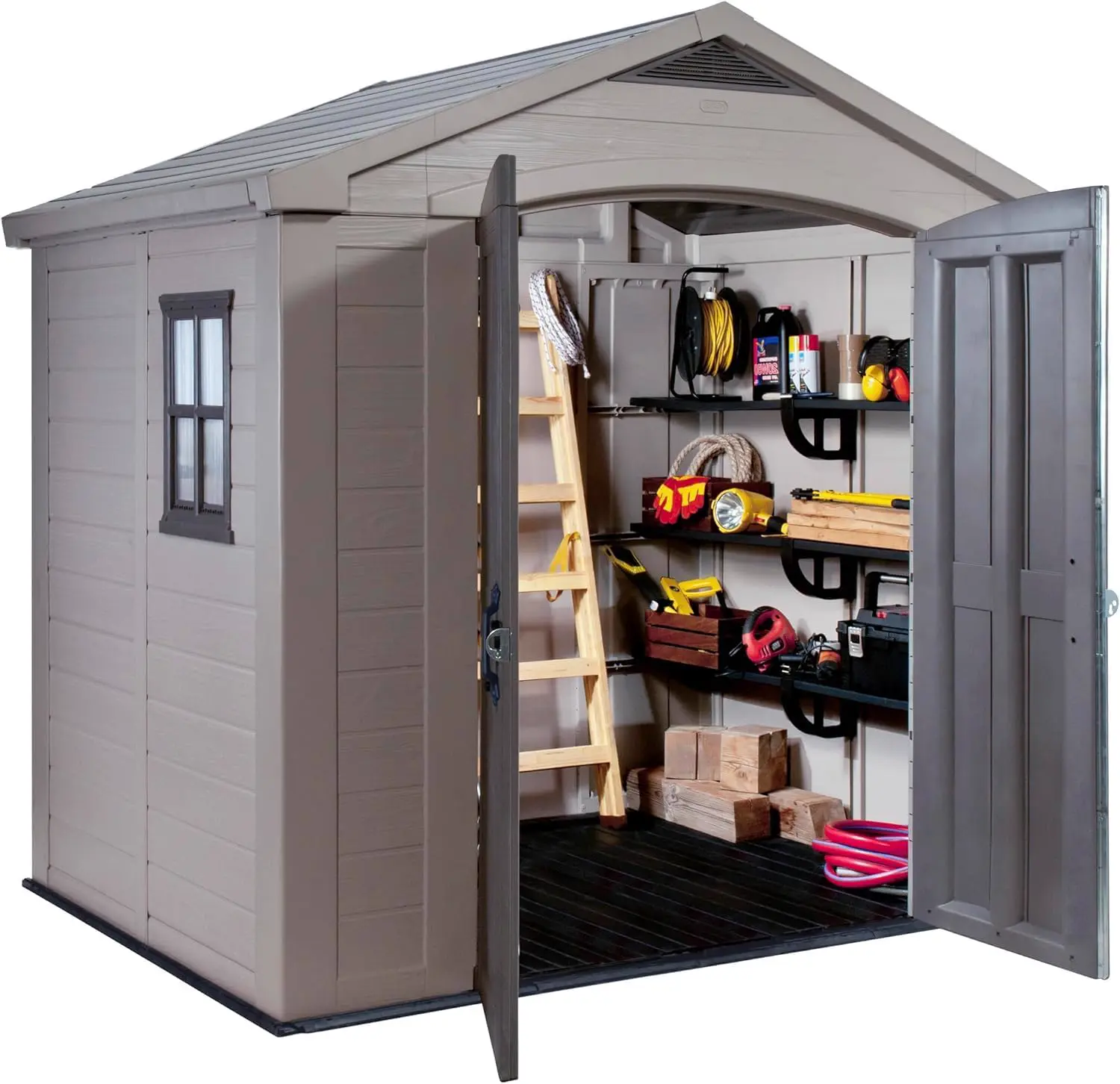 Abri de jardin en résine en acier marron 4,4 m² vue 4