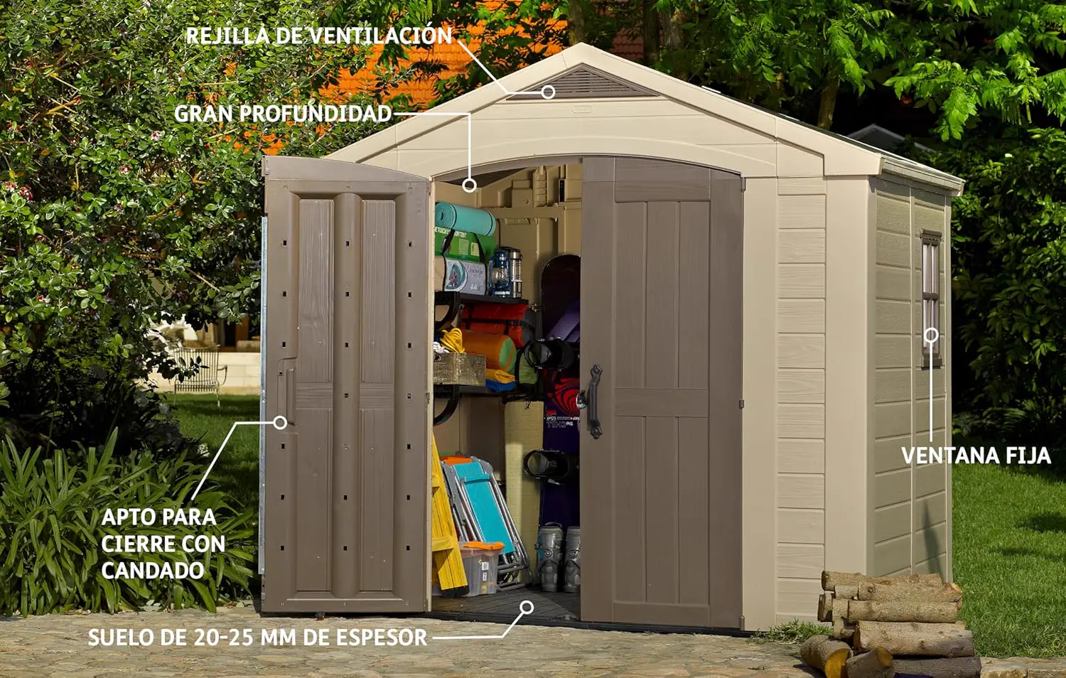 Abri de jardin en résine en résine marron 6,6 m² vue 2