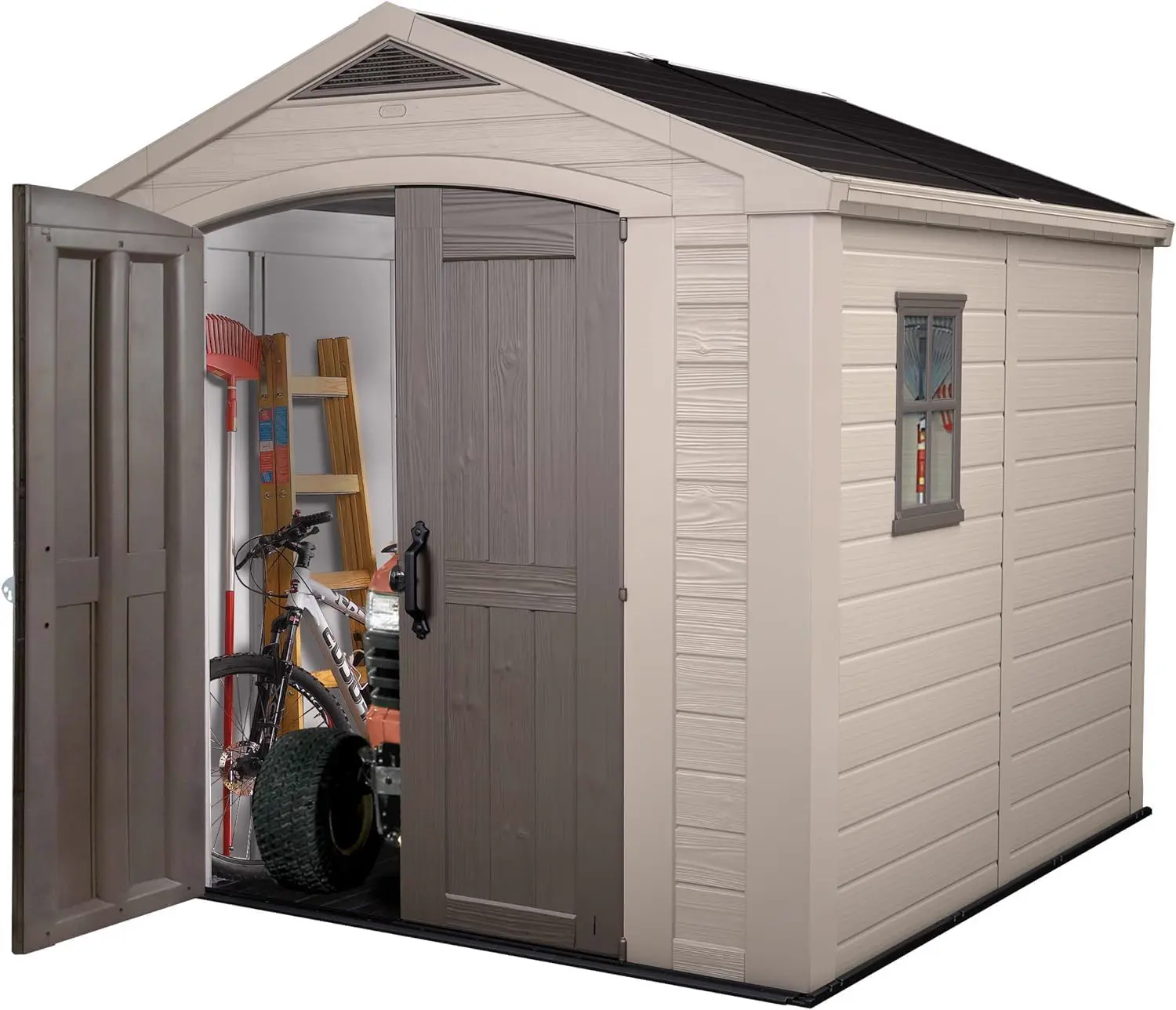 Abri de jardin en résine en résine marron 6,6 m² vue 4