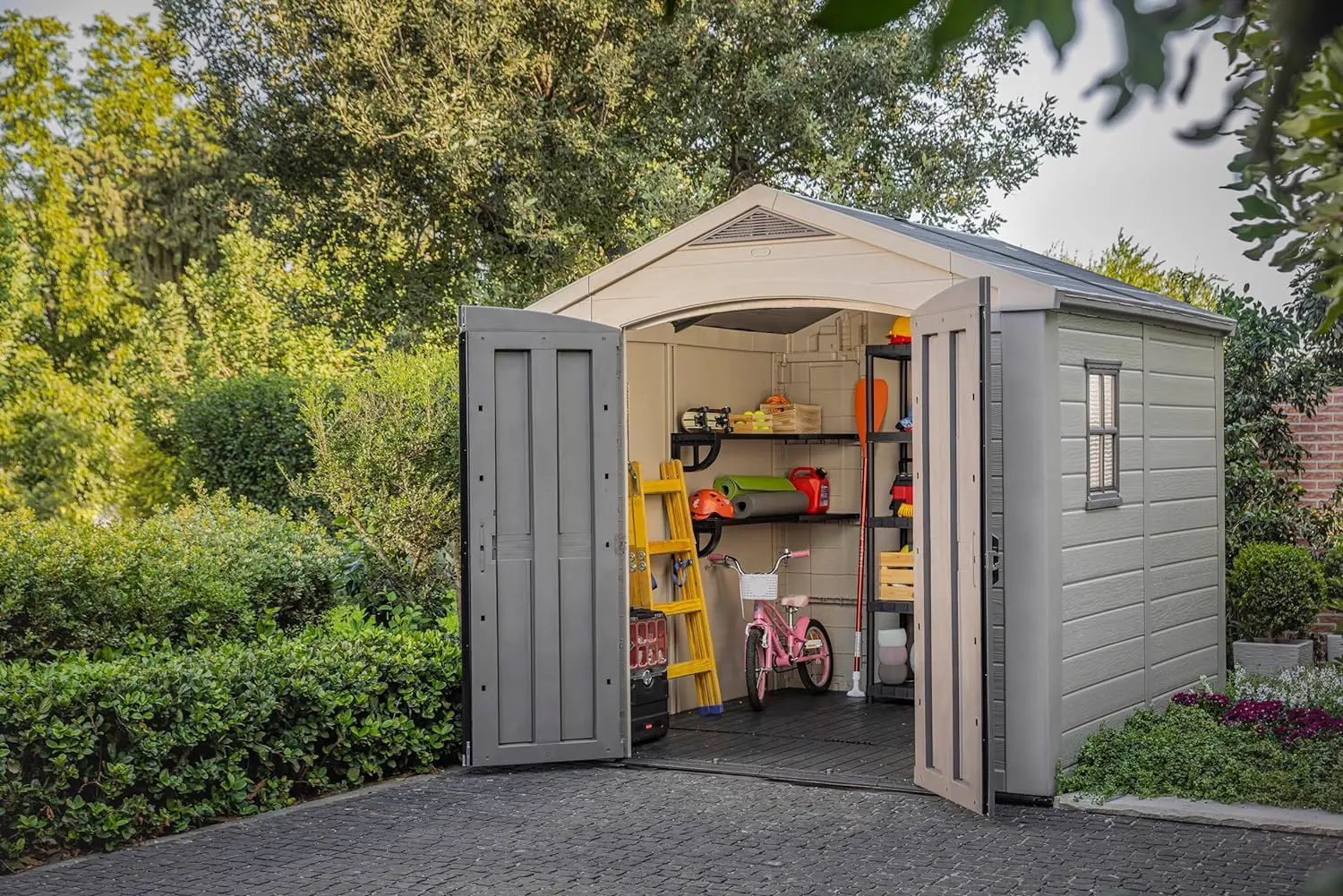 Abri de jardin en résine en résine marron 6,6 m² vue 6