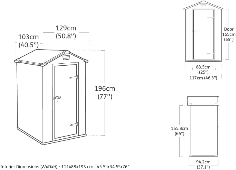 Abri de jardin en bois en résine gris 1,1m² vue 8