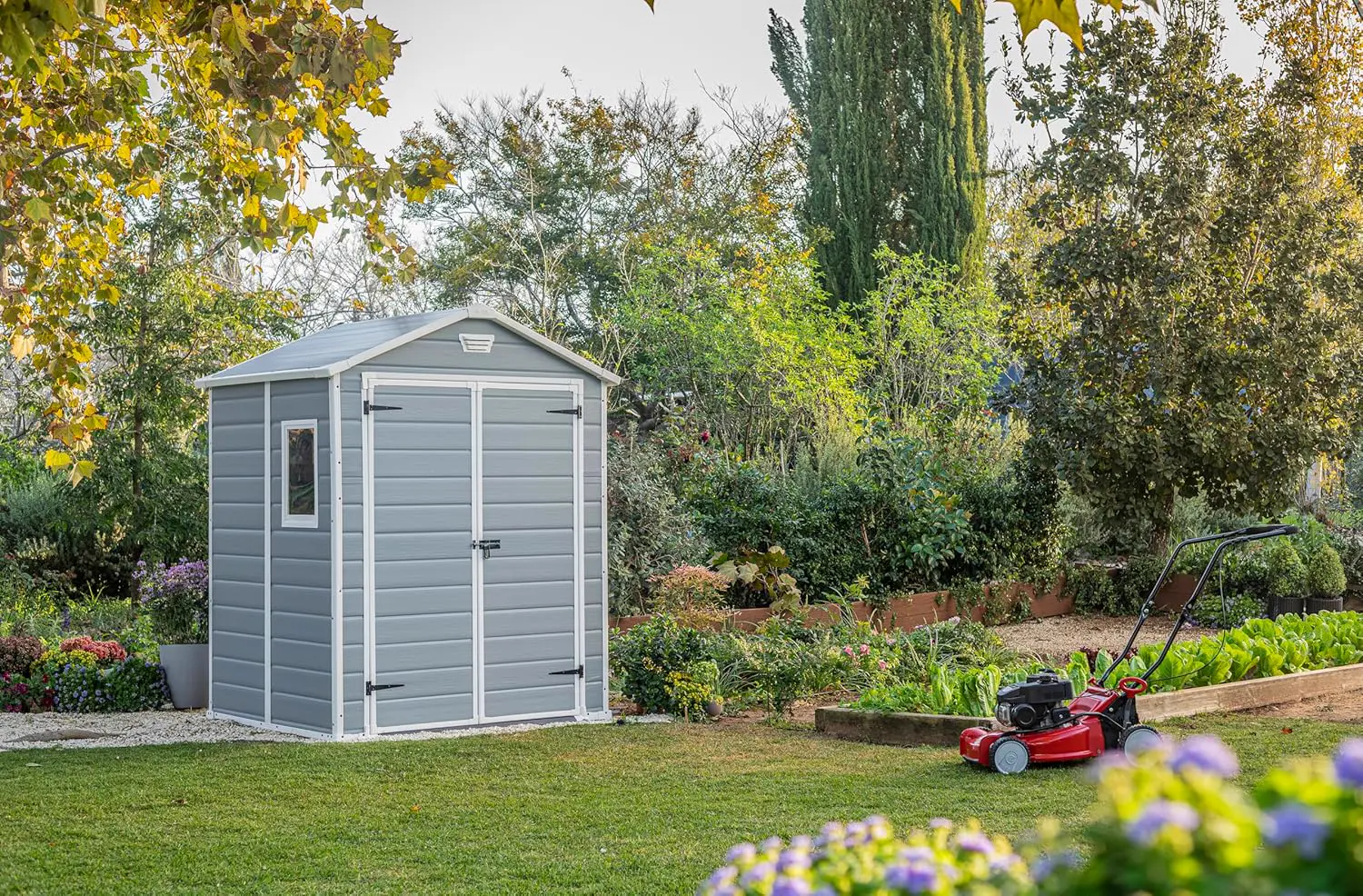 Abri de jardin en résine en résine gris 2,5 m² vue 2
