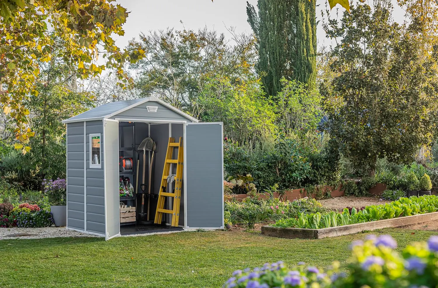 Abri de jardin en résine en résine gris 2,5 m² vue 3