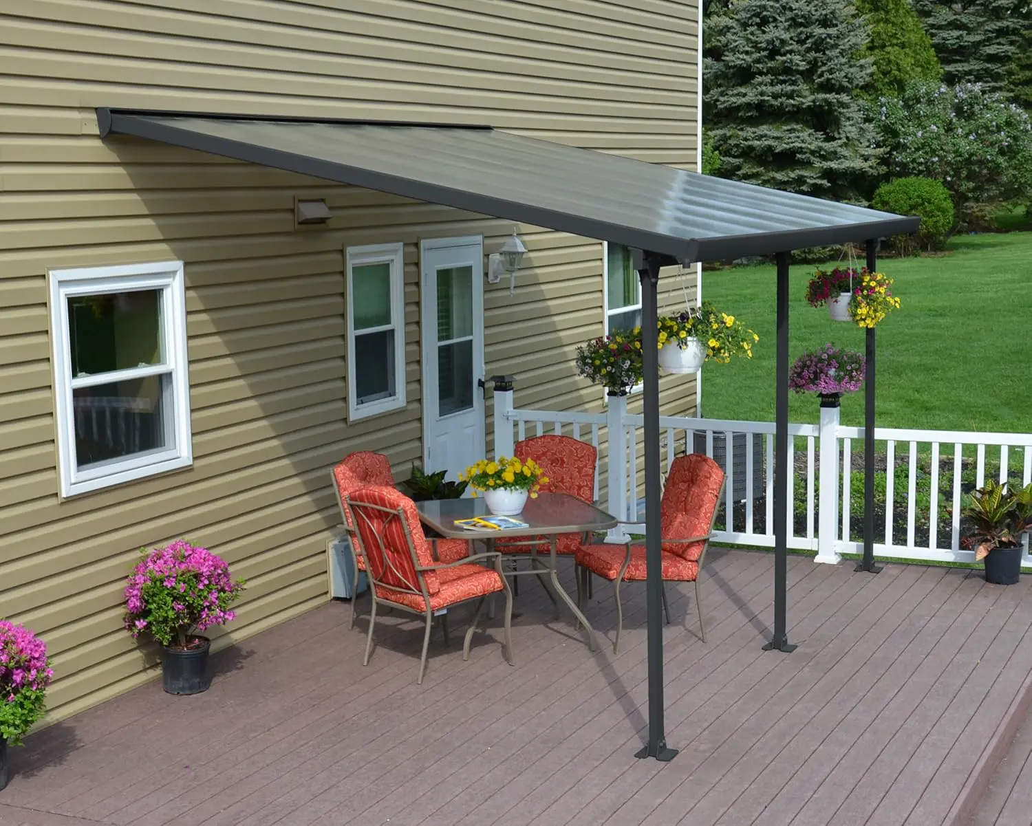 Pergola en aluminium gris 12,8 m² vue 2