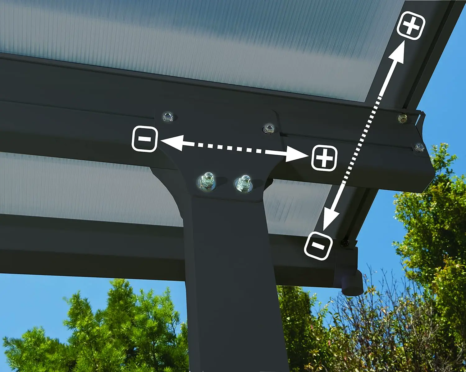 Pergola en aluminium gris 12,8 m² vue 4