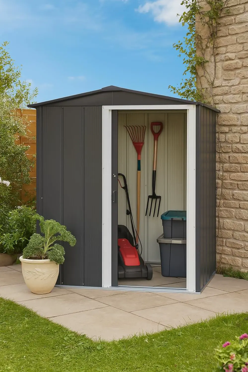 Abri de jardin en métal en acier anthracite 1,56 m² vue 3
