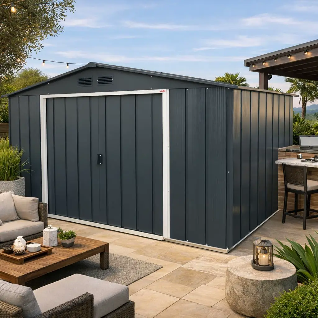 Abri de jardin en métal en métal gris 7,80 m² vue 2