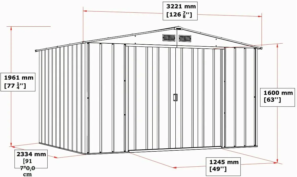 Abri de jardin en métal en métal gris 7,80 m² vue 6
