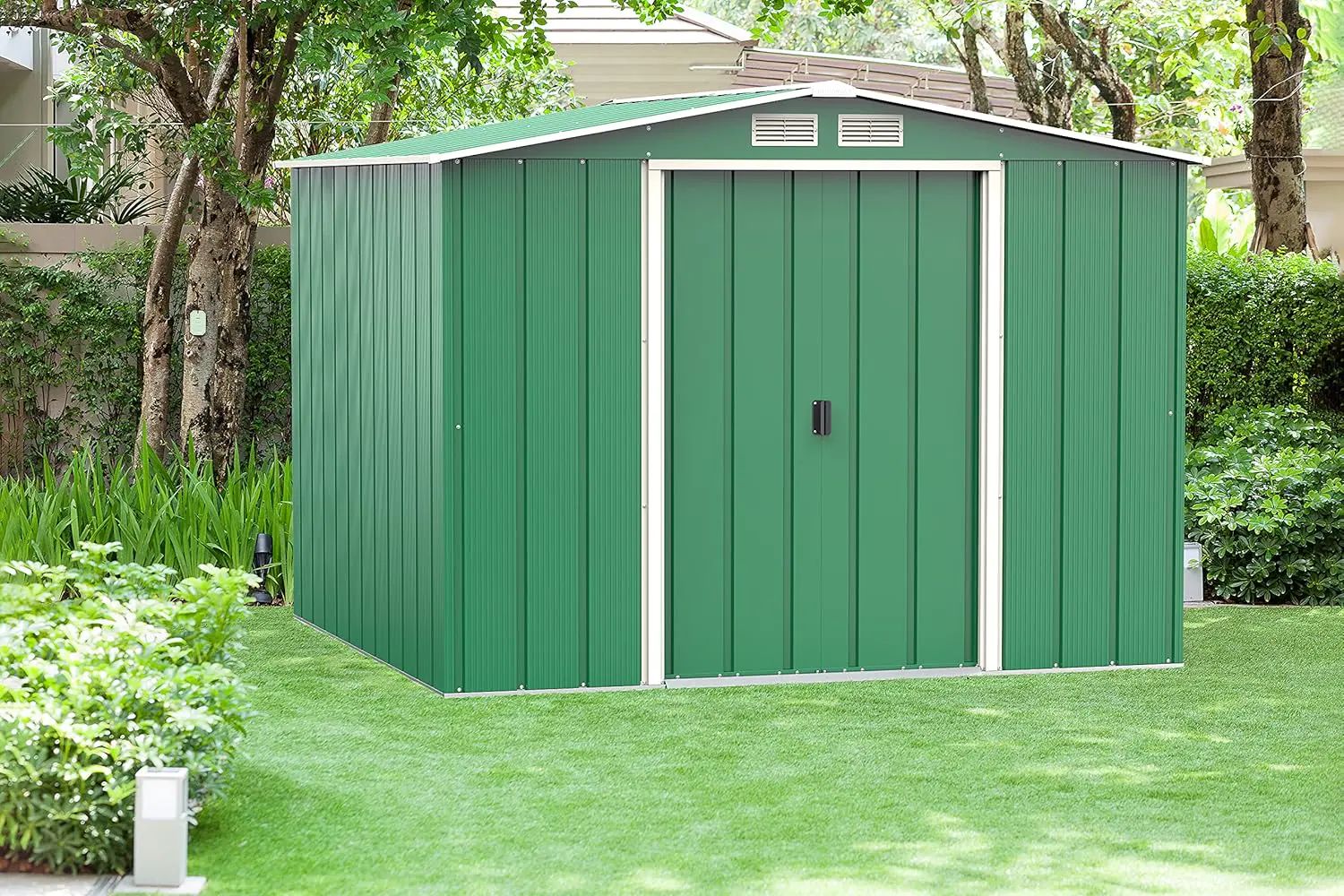 Abri de jardin en métal en acier vert 5,89 m² vue 5