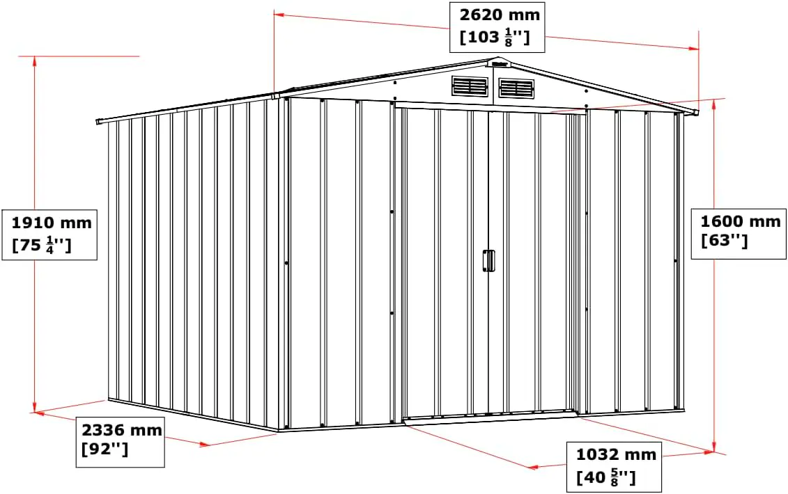 Abri de jardin en métal en acier vert 5,89 m² vue 6