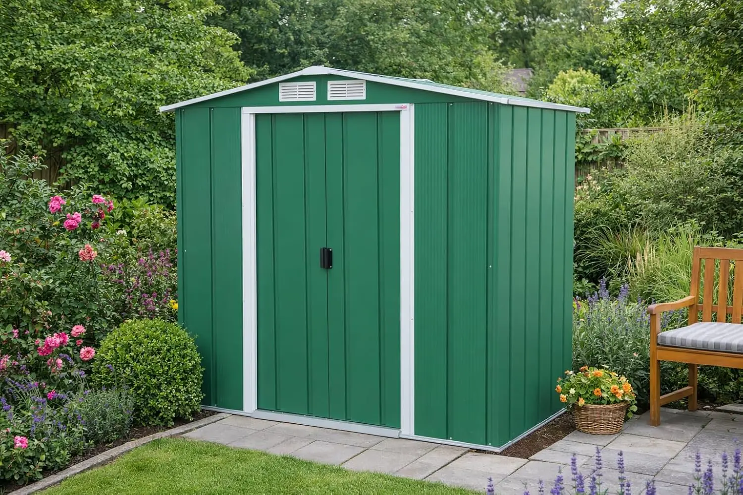 Abri de jardin en métal en acier vert 2,17 m² vue 2