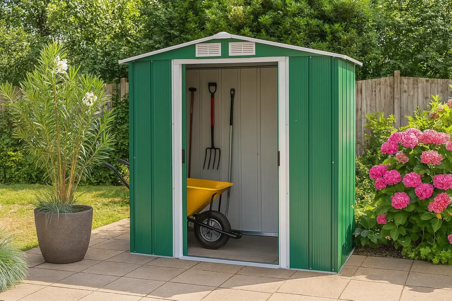 Abri de jardin en métal en acier vert 2,17 m² vue 3