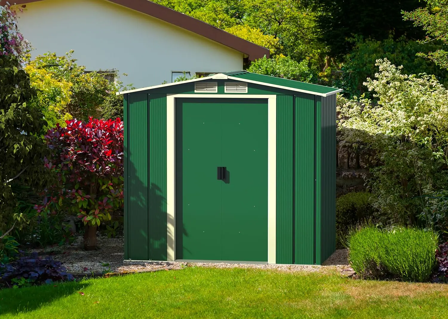 Abri de jardin en métal en acier vert 2,17 m² vue 5