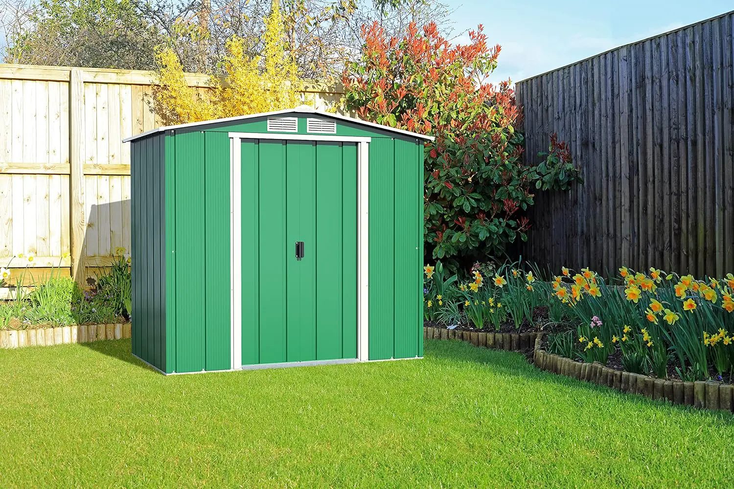 Abri de jardin en métal en acier vert 2,17 m² vue 10