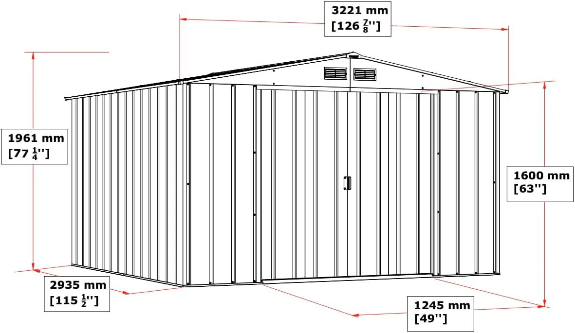 Abri de jardin en métal en acier vert 9,16 m² vue 6