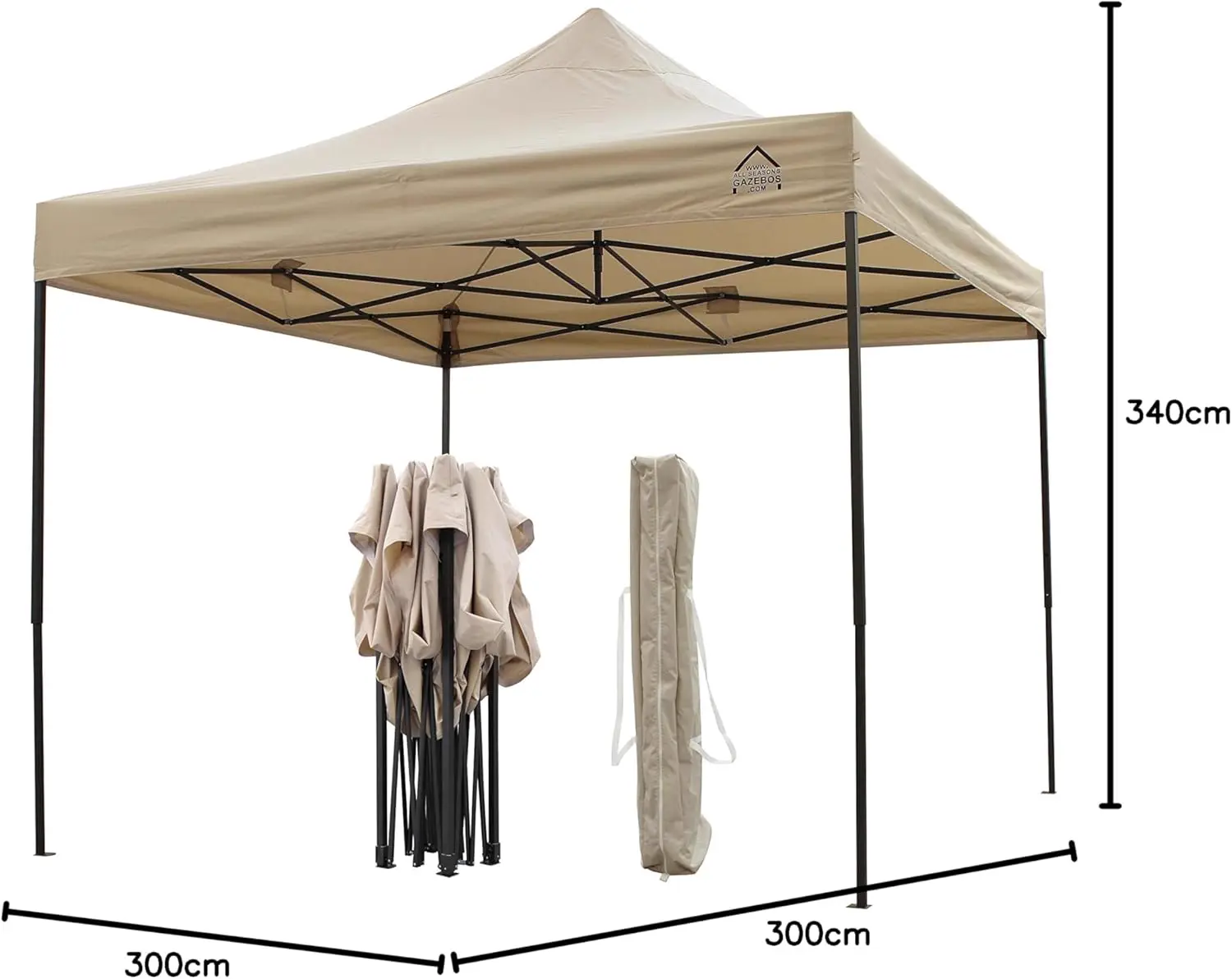 Tonnelle en acier beige 3x3m vue 11