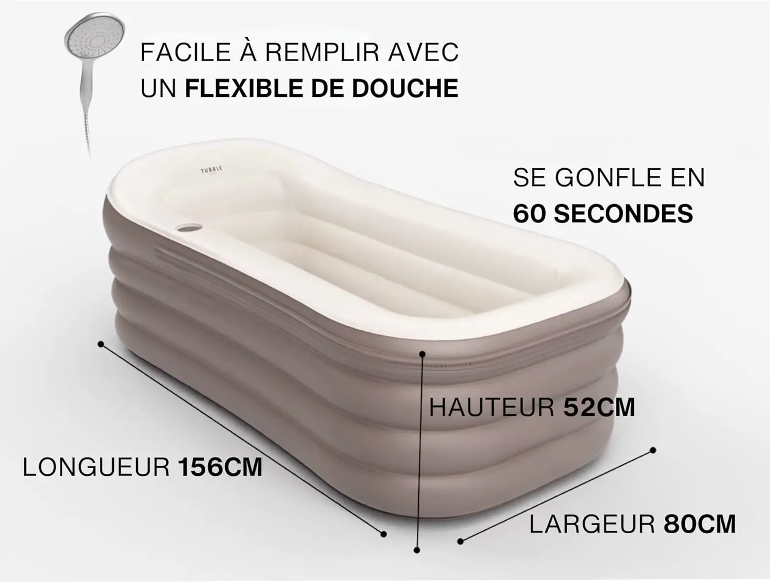 Spa gonflable 2 personnes taupe 80 x 52 cm vue 6
