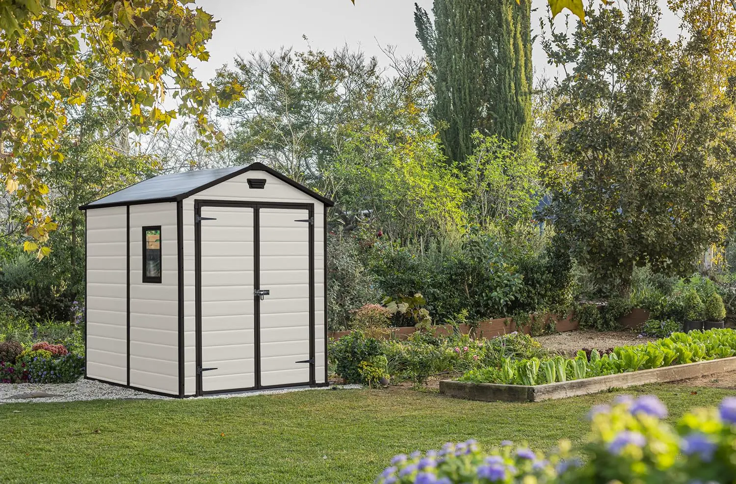 Abri de jardin en résine en résine beige 4,1 m² vue 2