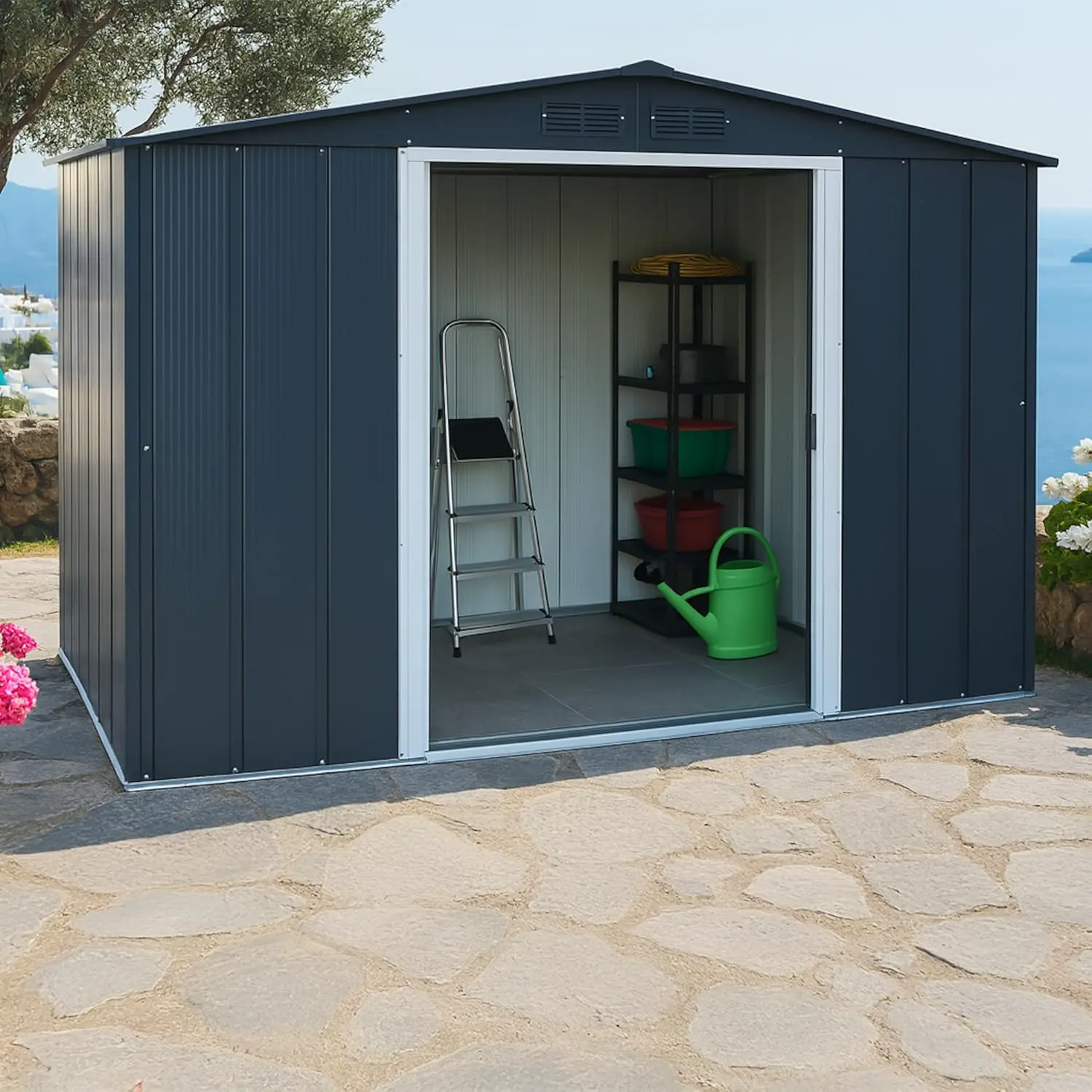 Abri de jardin en métal en métal anthracite 4,77 m² vue 3