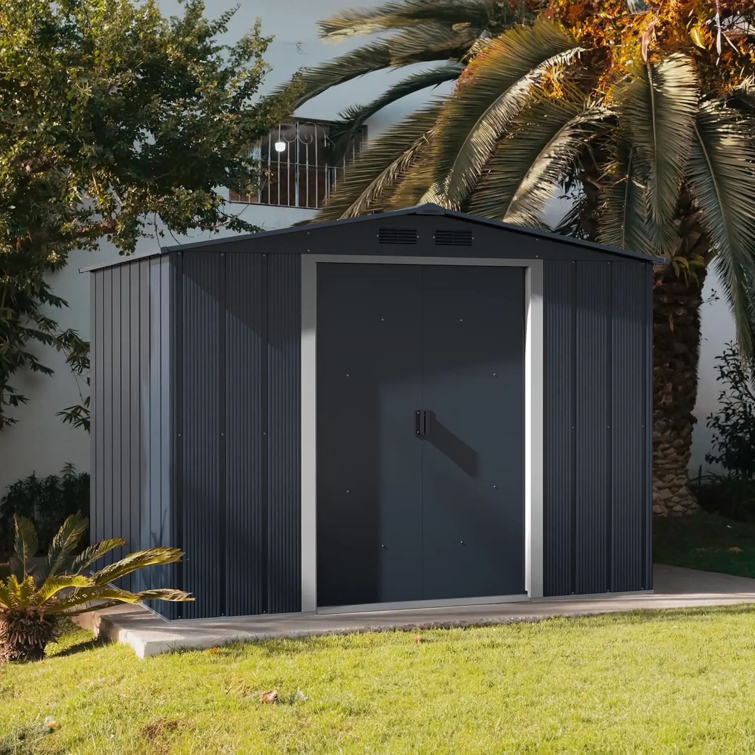 Abri de jardin en métal en métal anthracite 4,77 m² vue 5