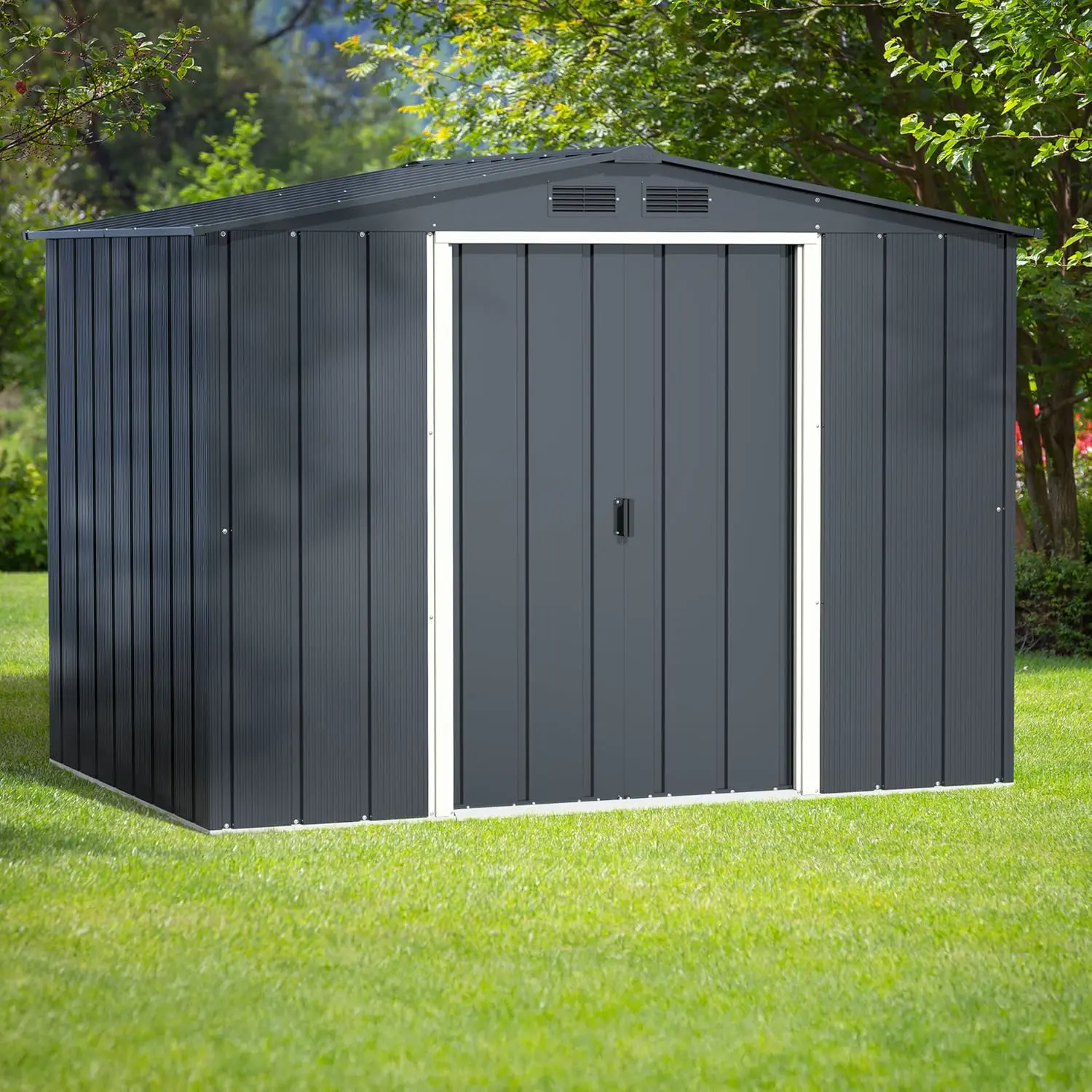 Abri de jardin en métal en métal anthracite 4,77 m² vue 8