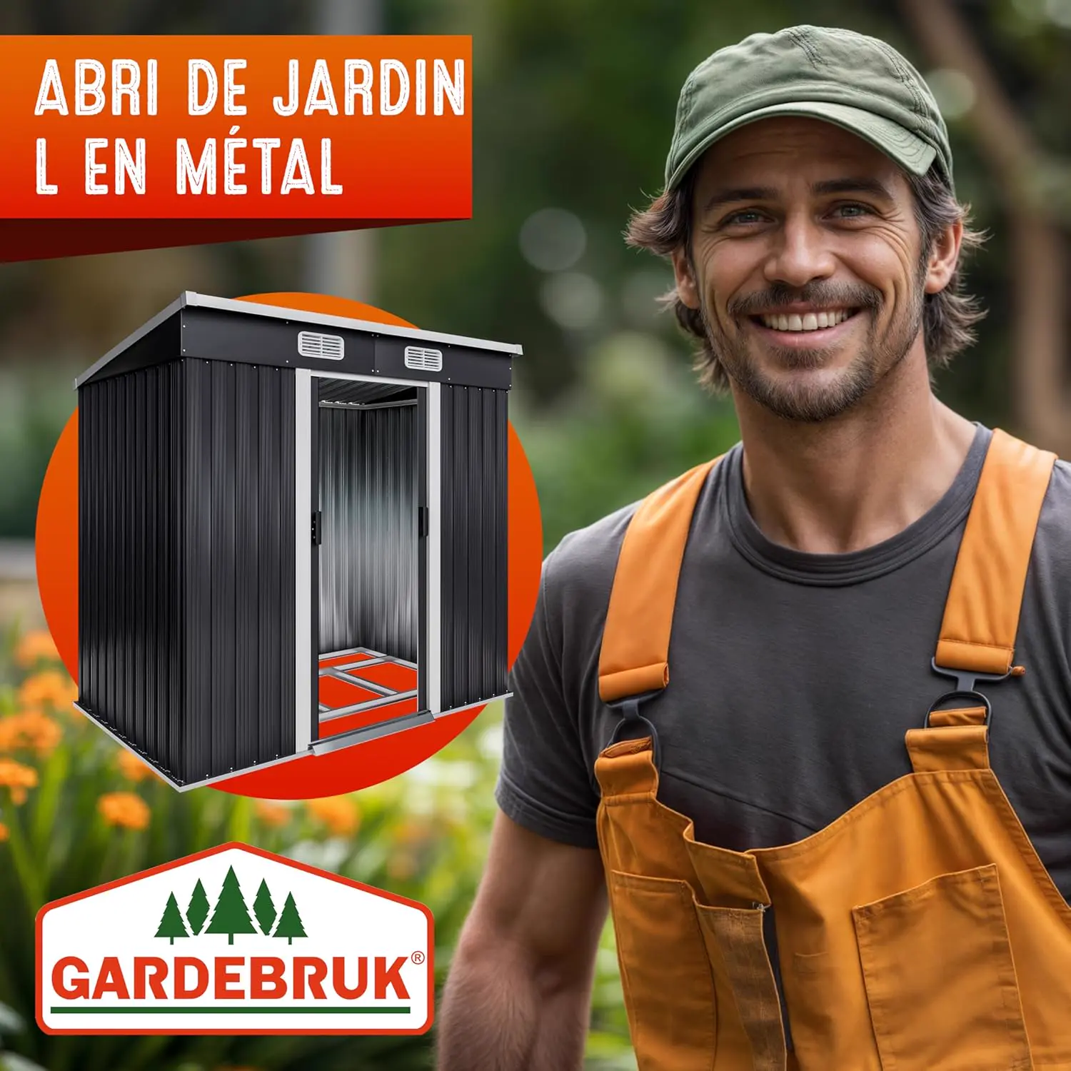 Abri de jardin en métal en acier anthracite 2m² vue 6