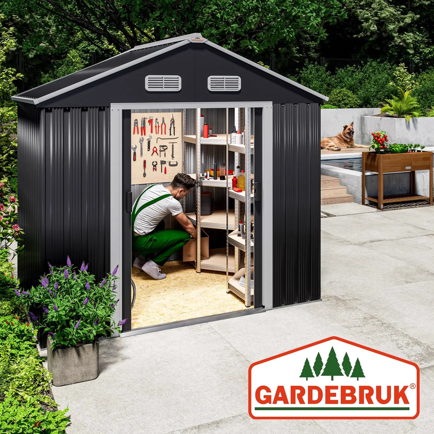 Abri de jardin en métal en métal anthracite 2m² vue 5