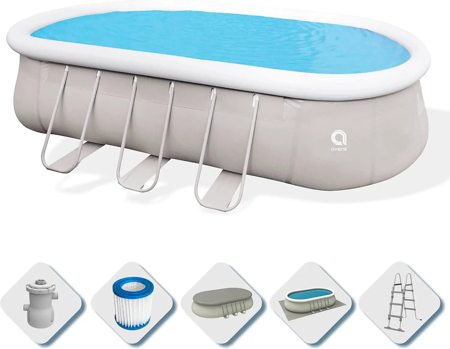 Piscine hors sol en aluminium gris vue 2