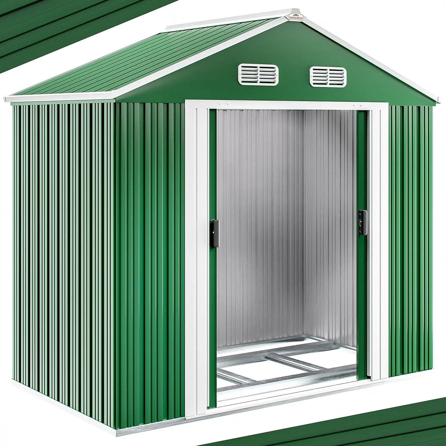 GARDEBRUK® Abri de Jardin métal XL 2m² Fondation 200x135x190cm Porte