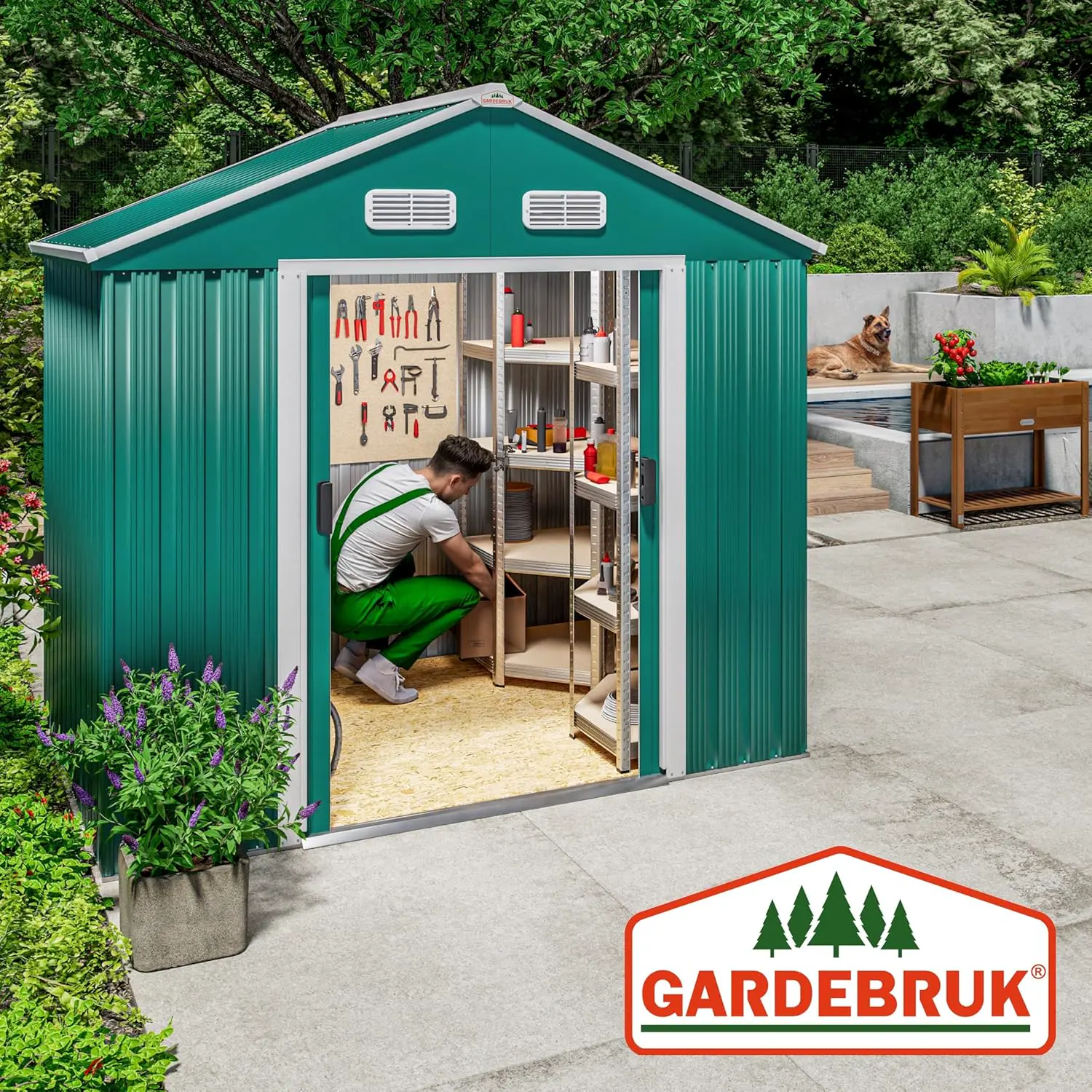 Abri de jardin en métal en métal vert 2m² vue 5