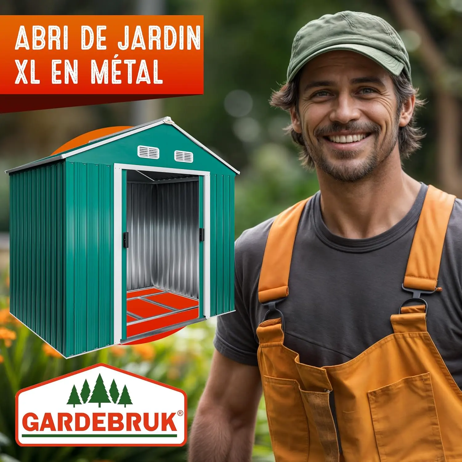 Abri de jardin en métal en métal vert 2m² vue 7