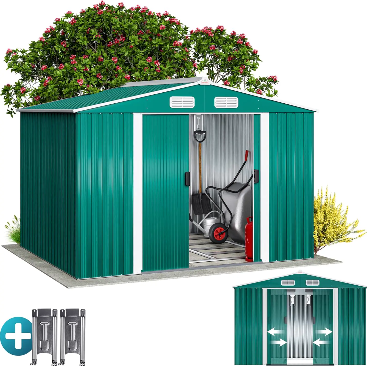 GARDEBRUK® Abri de Jardin métal XXL 5m² Fondation 260x205x180cm Porte