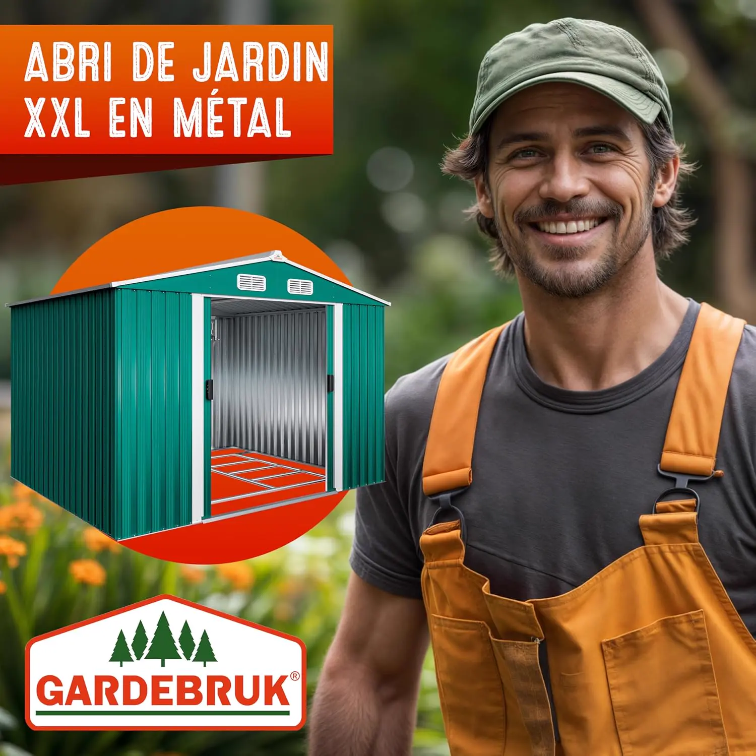 Abri de jardin en métal en acier vert 5m² vue 7
