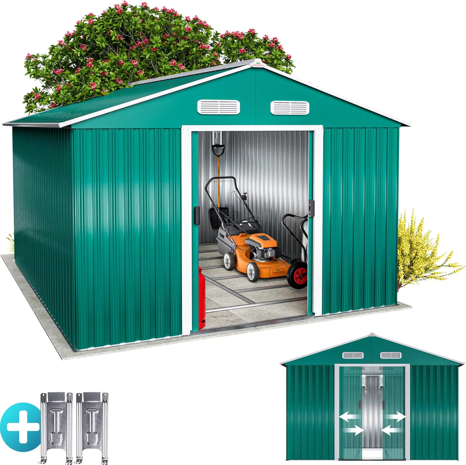 GARDEBRUK® Abri de Jardin métal XXXL 8m² Fondation 315x260x180cm