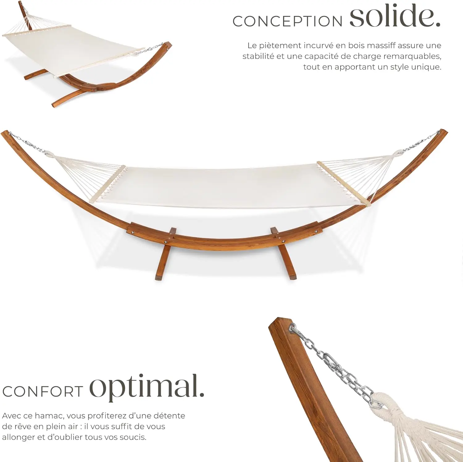 Fauteuils suspendus 2 places en bois 150 x 124 cm vue 3