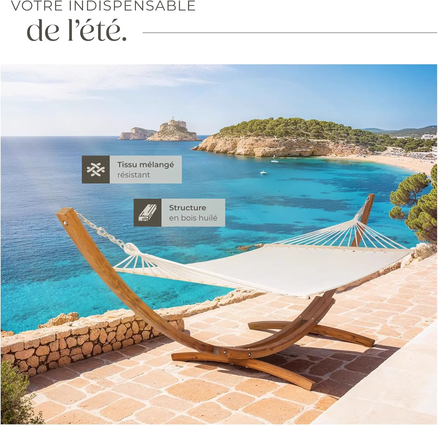 Fauteuils suspendus 2 places en bois 150 x 124 cm vue 7