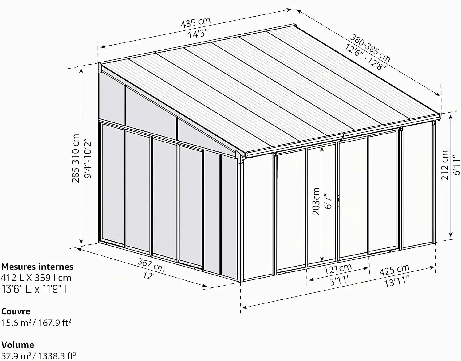 Pergola en aluminium 16,7m² vue 2