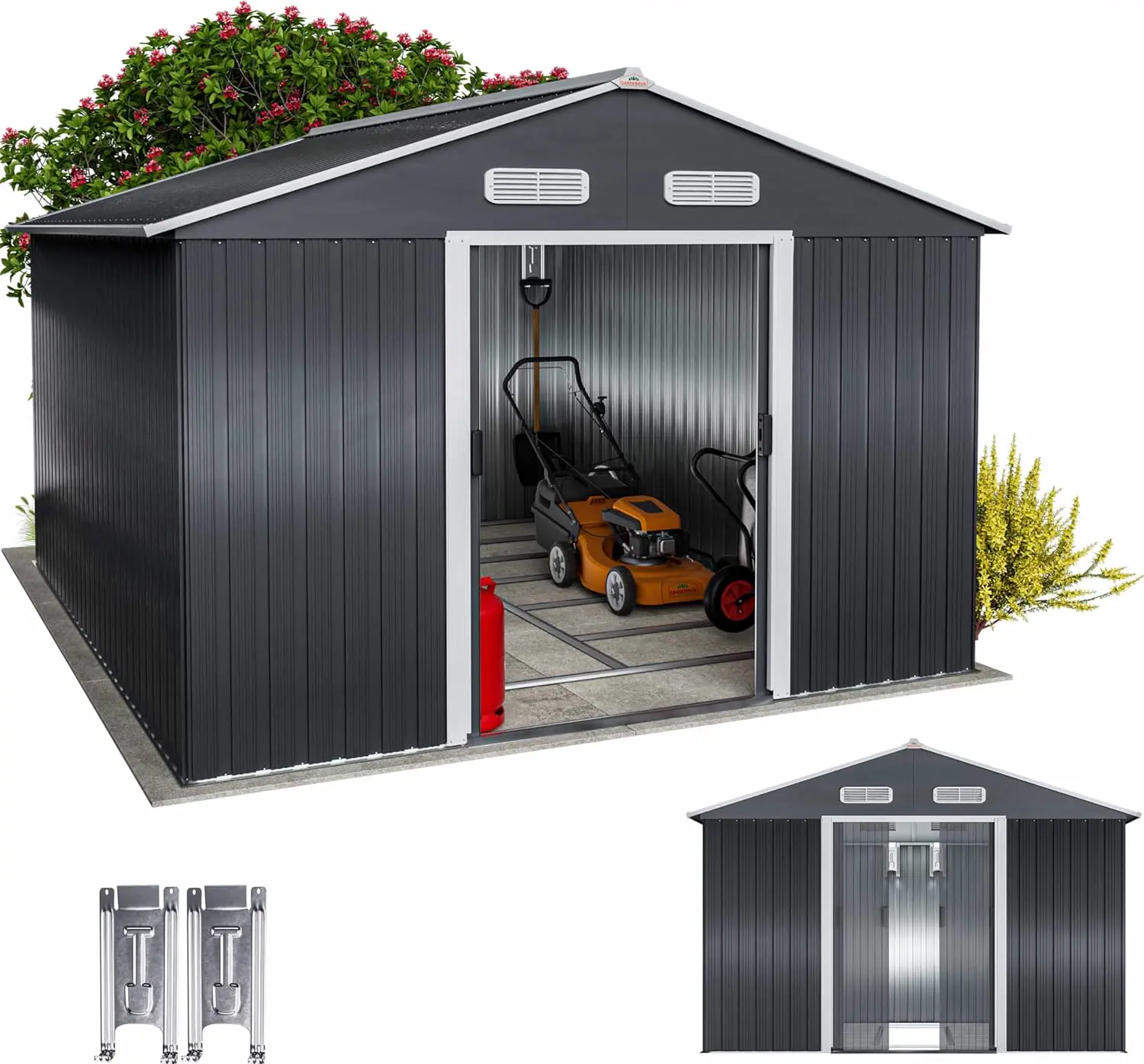 GARDEBRUK® Abri de Jardin métal XXXL 8m² Fondation 315x260x180cm
