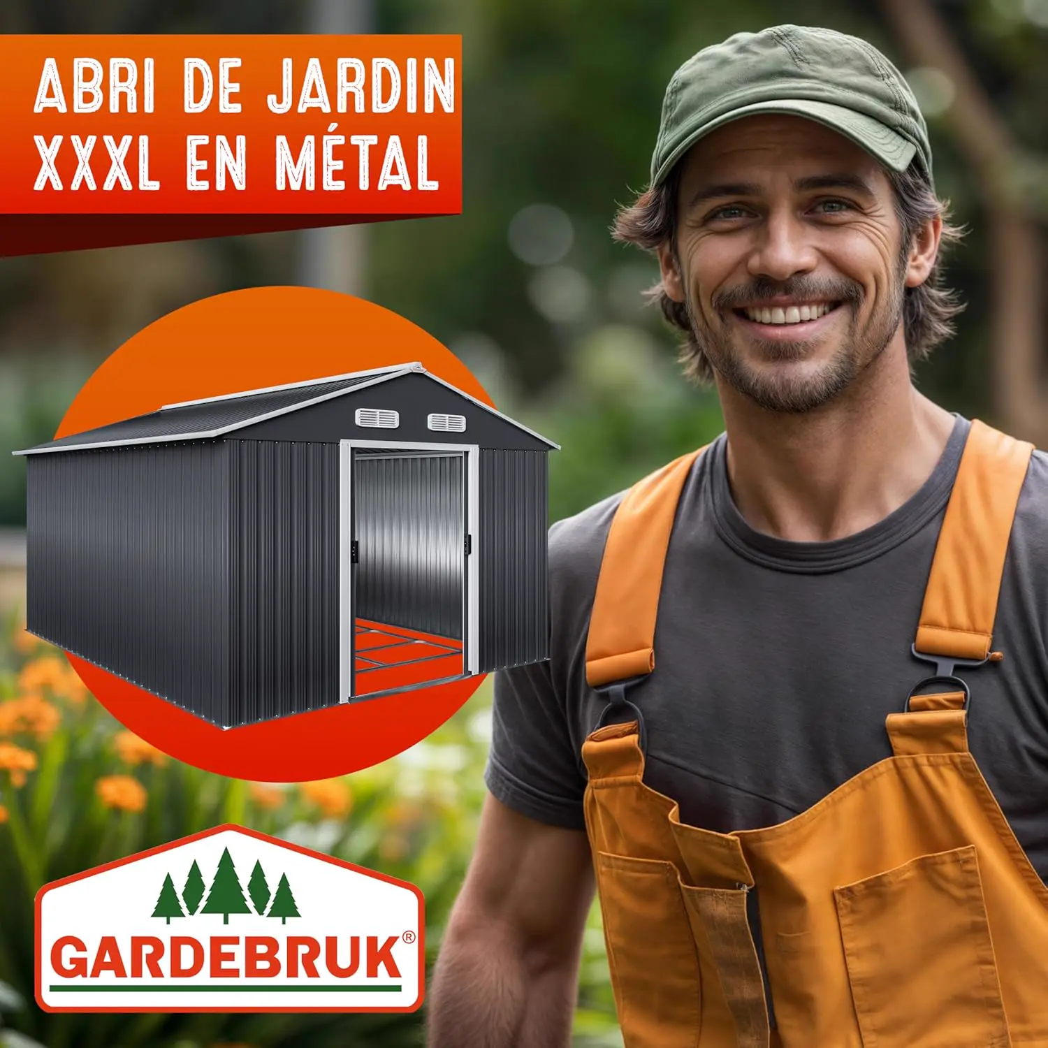 Abri de jardin en bois en acier anthracite 8m² vue 6