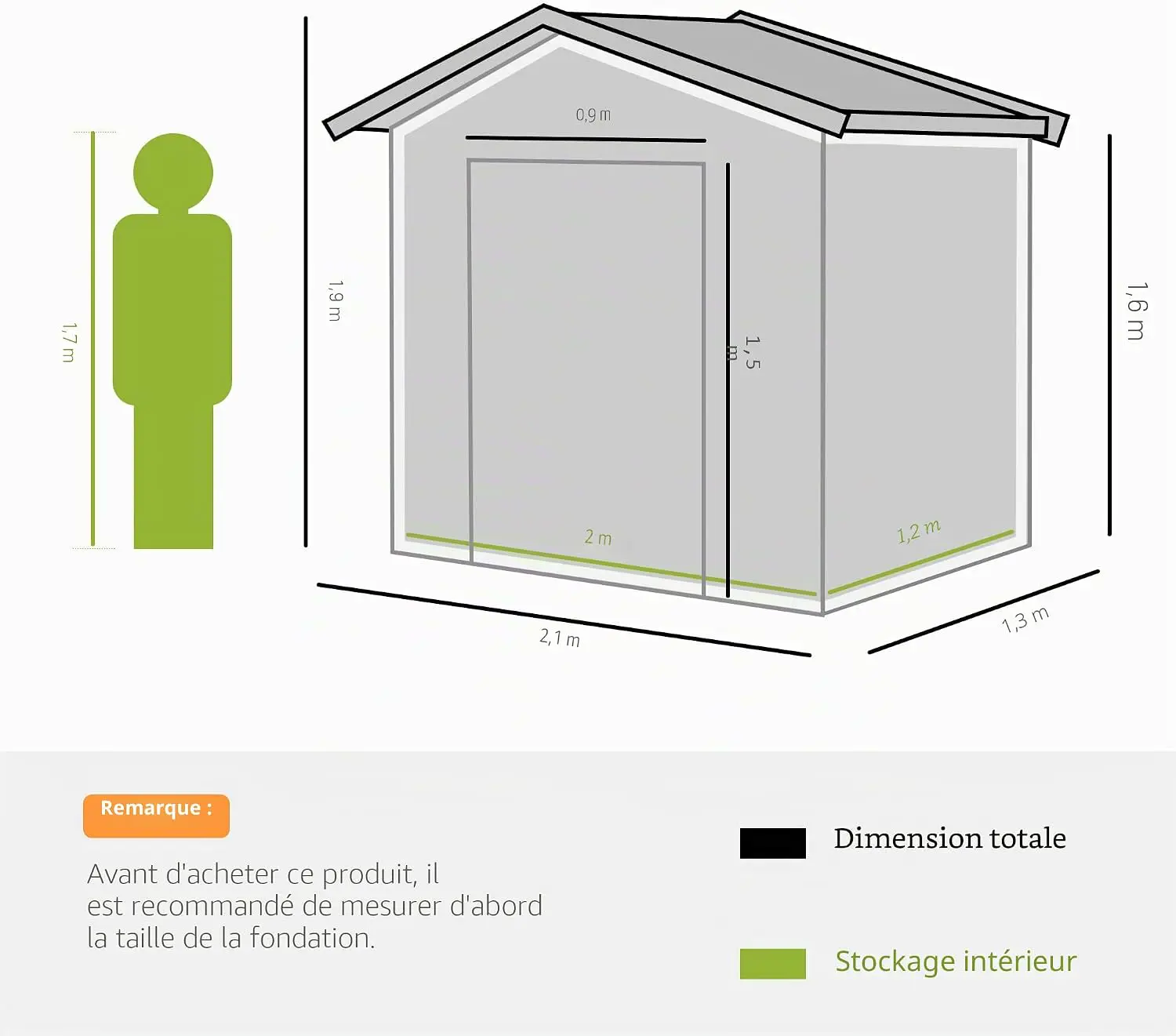 Abri de jardin en métal en acier vert 2,77 m² vue 5