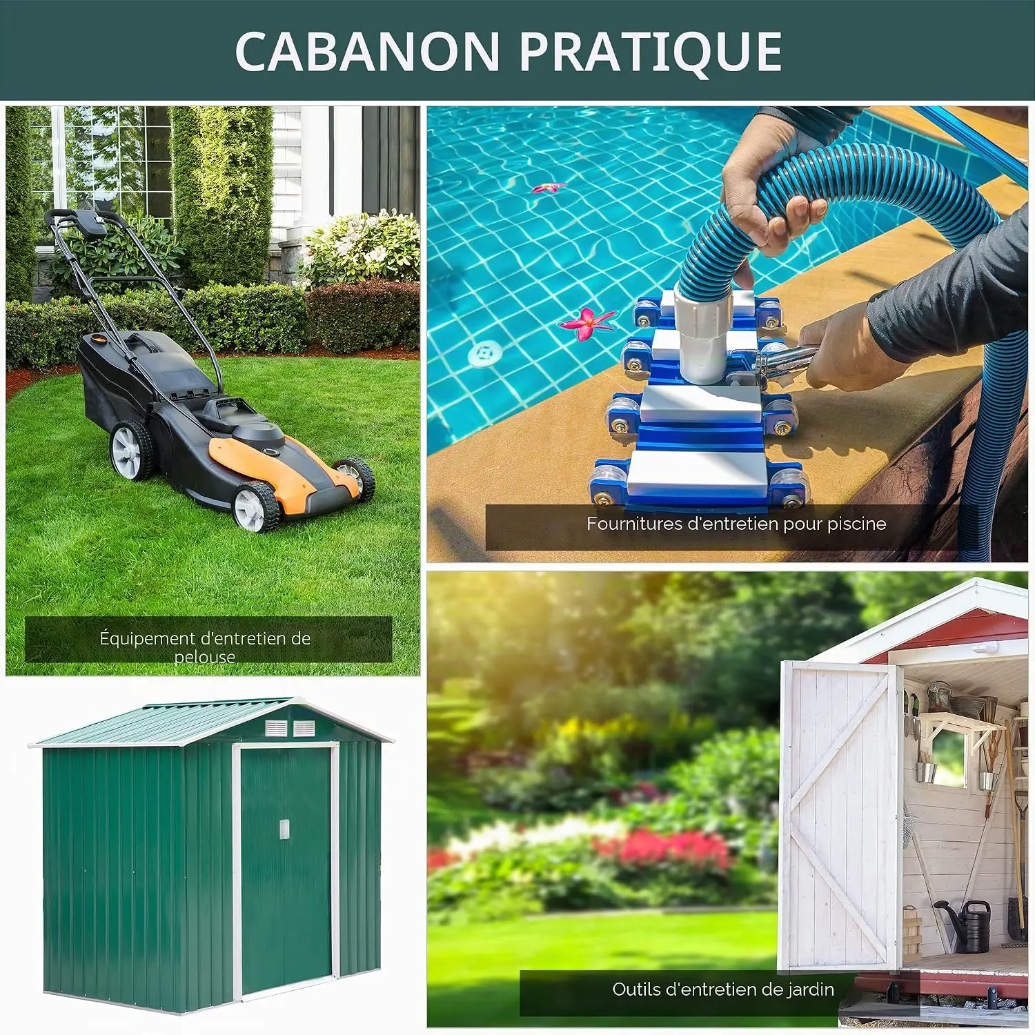 Abri de jardin en métal en acier vert 2,77 m² vue 6