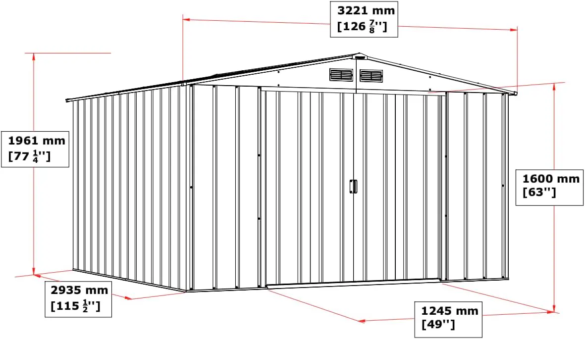 Abri de jardin en métal en acier anthracite 9,16 m² vue 6